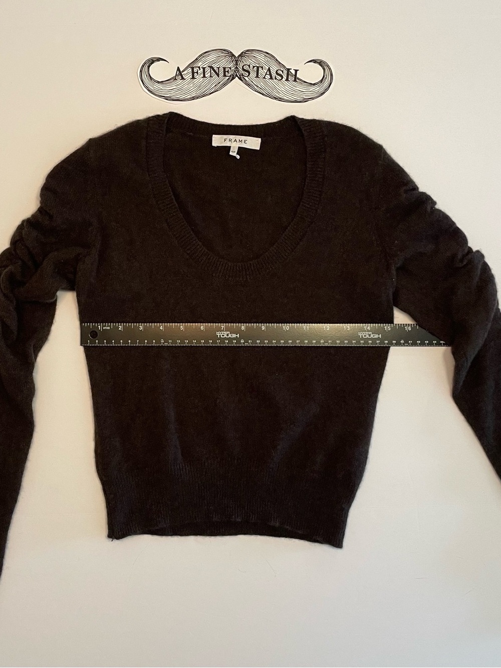 FRAME Ruched Sleeve Cashmere Sweater Women Small Americano Dark Brown
